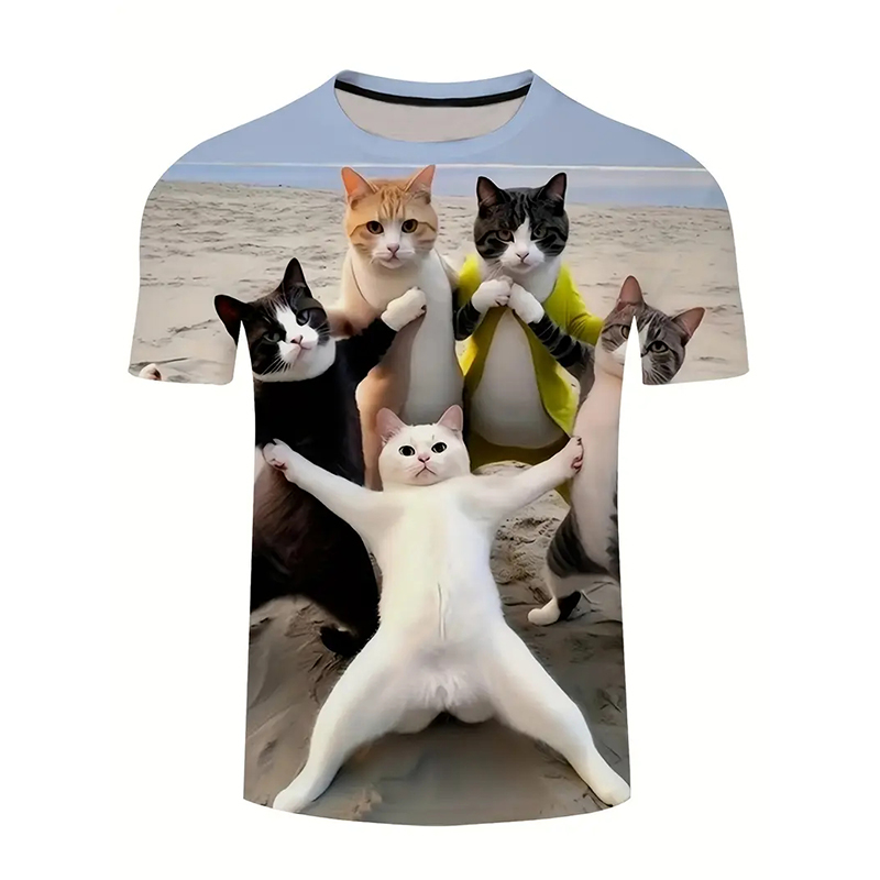 Cat Pattern Funny T-shirt Men' - Popular Anime Merchandise recension och pris