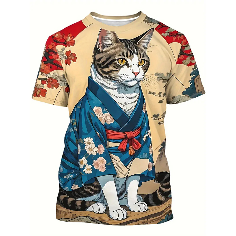 Cat Pattern Funny T-shirt Men' - Popular Anime Merchandise recension och pris